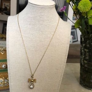 J. Crew Long and Dainty GoldTone Mesh Bow & Rhinestone Drop Pendant Necklace